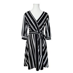 H&M Black and White Striped Wrap Dress